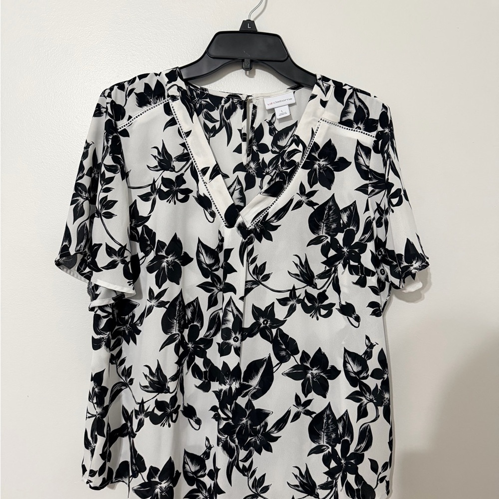 Liz Claiborne Black Floral Blouse